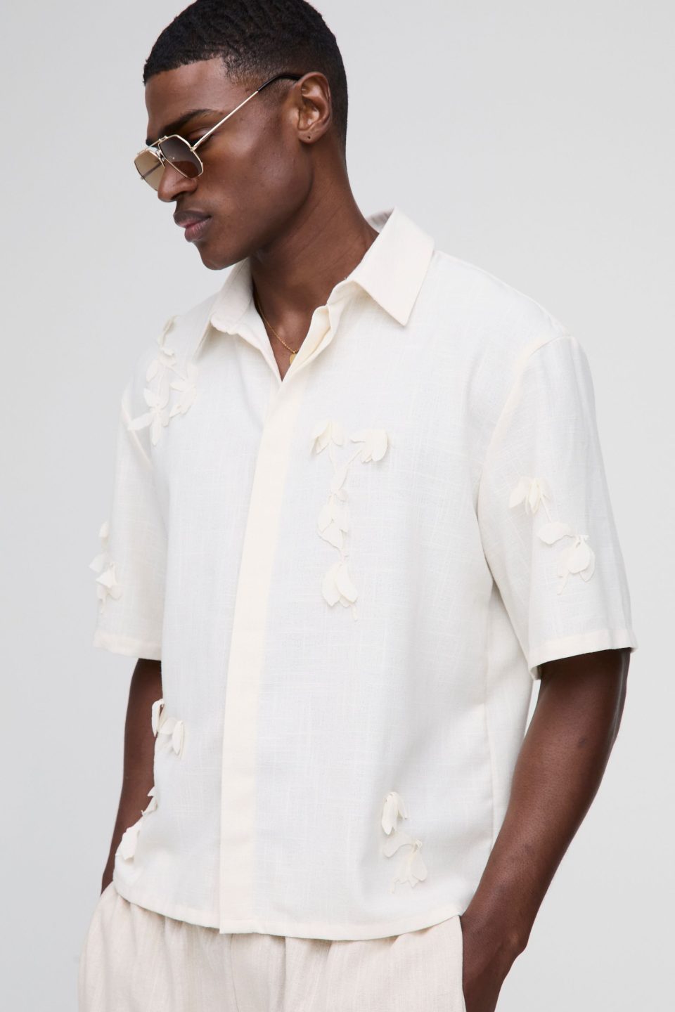 Oversized Half Sleeve Linen Blend Shirt