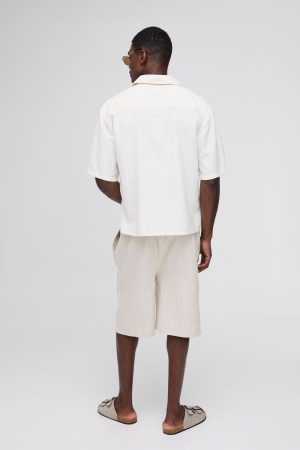Oversized Half Sleeve Linen Blend Shirt