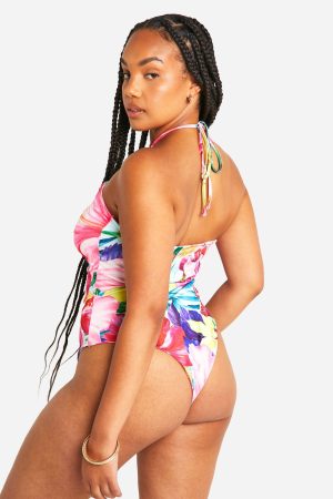 Plus Ruched Front Bandeau Swimsuit