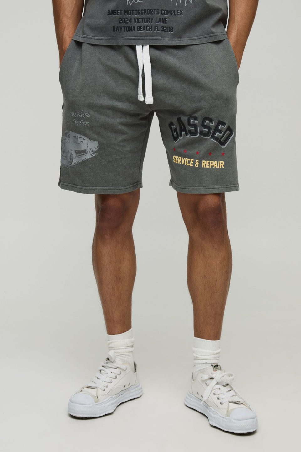 Relaxed Fit Mid Length Loopback Western Jersey Shorts