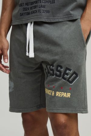 Relaxed Fit Mid Length Loopback Western Jersey Shorts