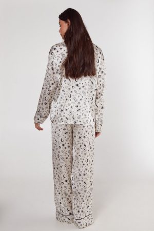 Satin Tattoo Printed Pajama Pants Set