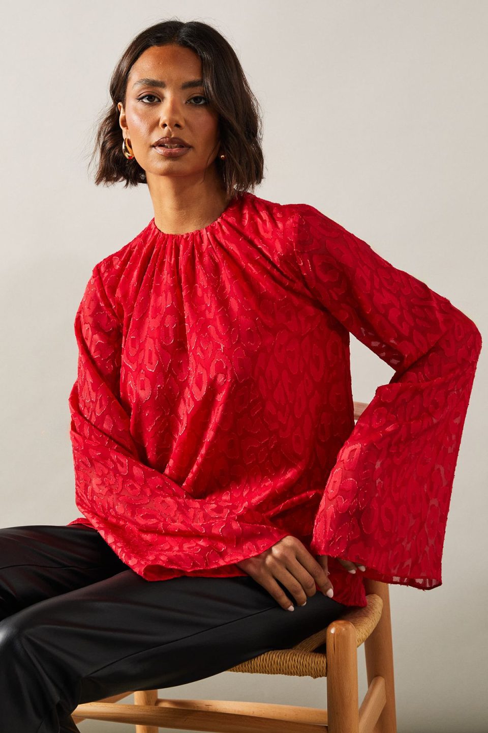 Tall Jacquard Sleeve Detail Top