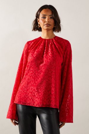 Tall Jacquard Sleeve Detail Top