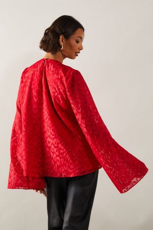 Tall Jacquard Sleeve Detail Top