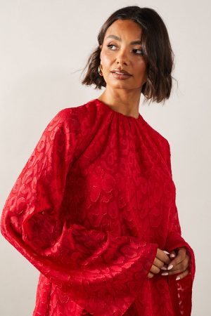 Tall Jacquard Sleeve Detail Top