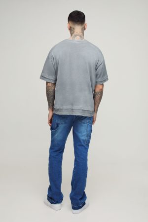 Tall Gothic Cross Applique Carpenter Gusset Jeans