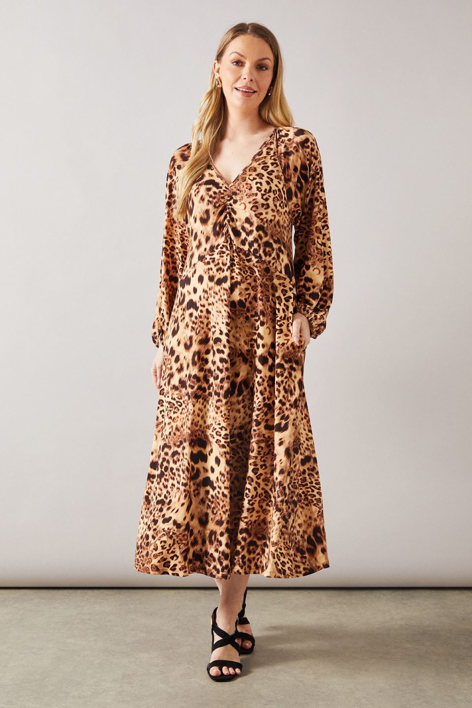 Leopard Jersey Midi Dress