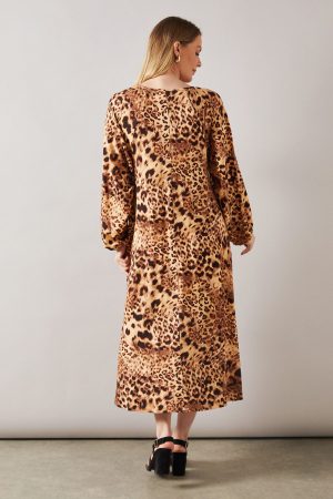 Leopard Jersey Midi Dress