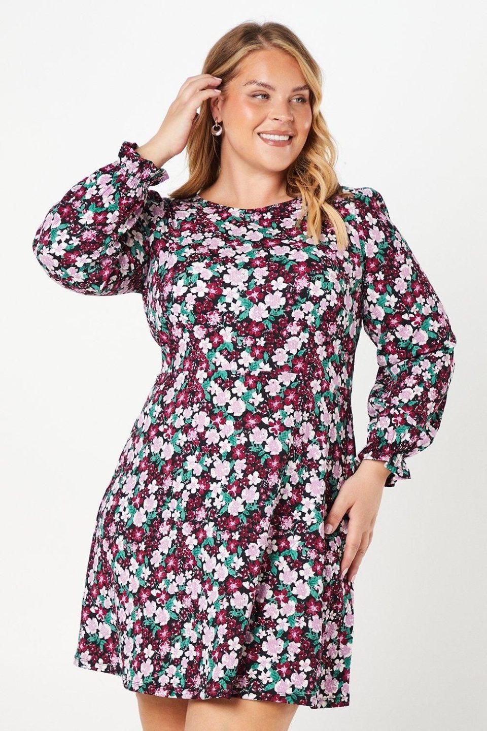 Curve Floral Fit And Flare Mini Dress