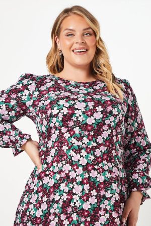 Curve Floral Fit And Flare Mini Dress