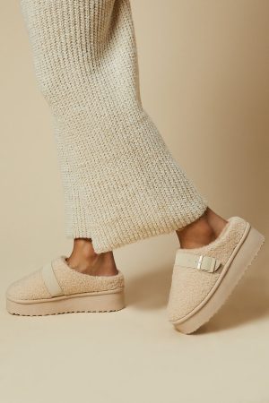 Erin Borg Buckle Detail Mule Flatform Slippers
