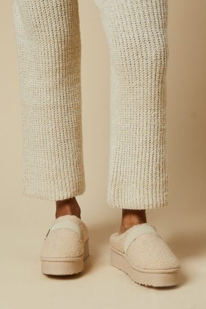Erin Borg Buckle Detail Mule Flatform Slippers