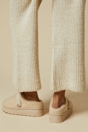 Erin Borg Buckle Detail Mule Flatform Slippers