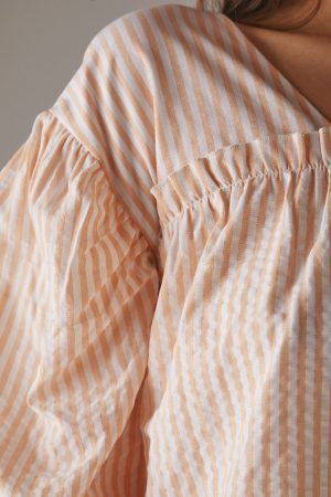 Seersucker Check Frill Balloon Sleeve Mini Smock Dress