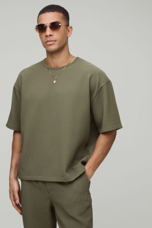 Oversized Boxy Pleated T-Shirt and Regular Fit Open Cuff Jogger Set