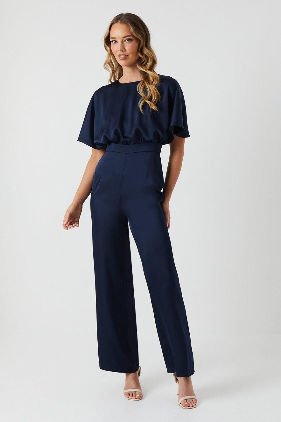 Cape Top Satin Bridesmaids Jumpsuit