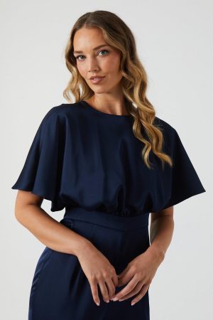 Cape Top Satin Bridesmaids Jumpsuit