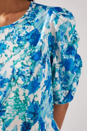 Petite Animal Ruched Sleeve Maxi Dress