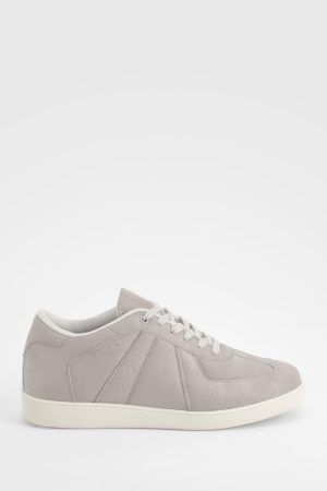 Faux Suede Panel Flat Trainers