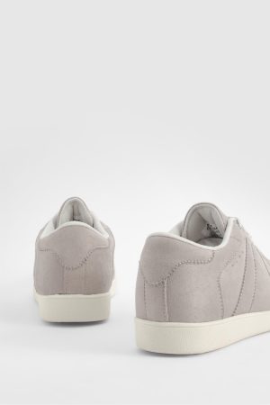 Faux Suede Panel Flat Trainers