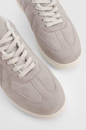 Faux Suede Panel Flat Trainers