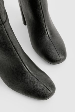 Textured Heeled Knee High Boot