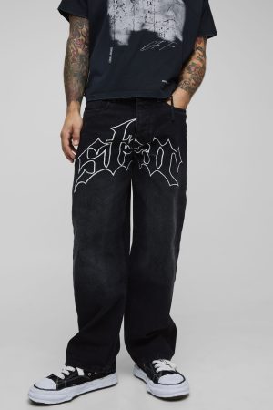Embroidered Star Pocket Detail Relaxed Fit Jeans