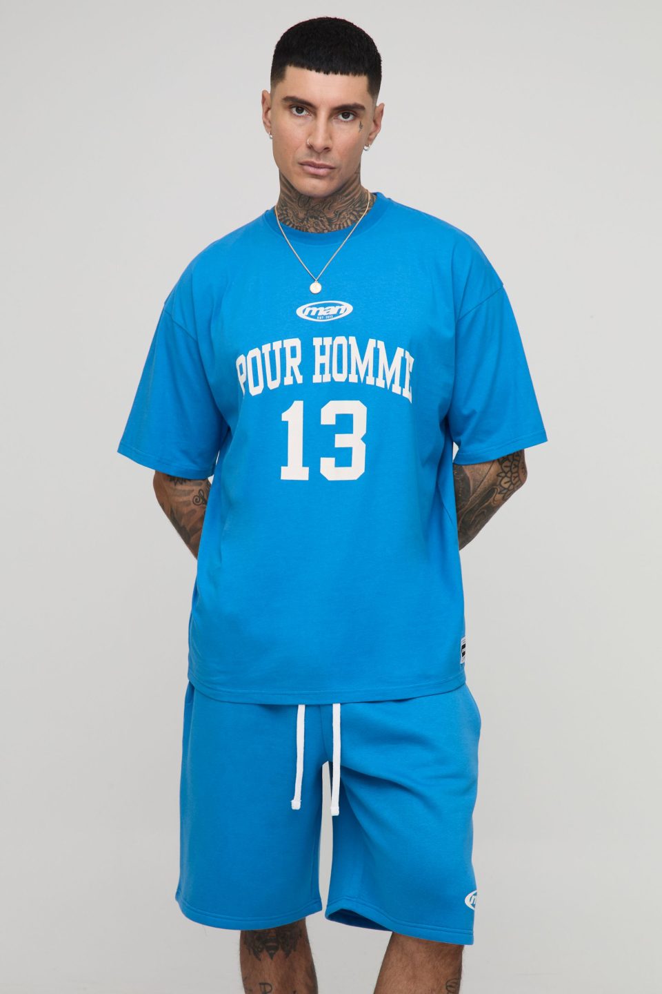 Tall Oversized Pour Homme Print T-Shirt & Short Set