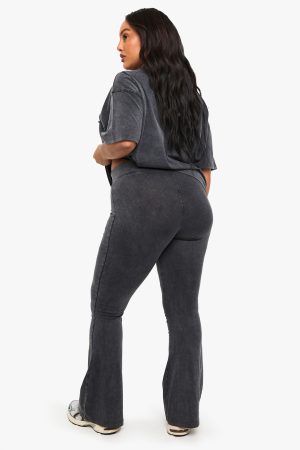 PLUS ACID WASH FLARED LEGGING