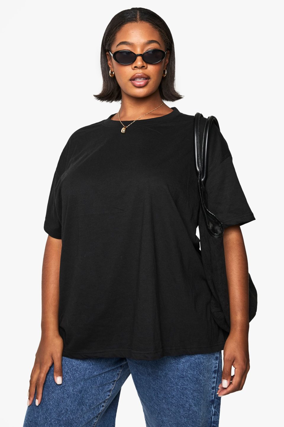 Boohoo Basics Plus Super Oversized Crew Neck Basic Cotton T-shirt