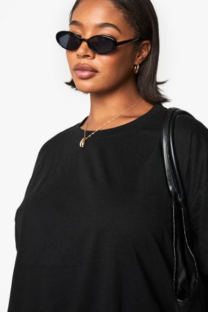 Boohoo Basics Plus Super Oversized Crew Neck Basic Cotton T-shirt