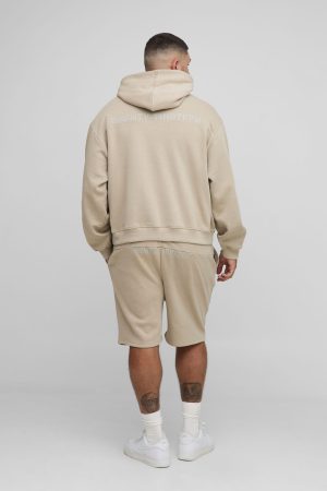 Plus Oversized Boxy 13 Print Hoodie & Short Set