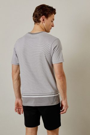 Mid Grey Feeder Stripe T-Shirt