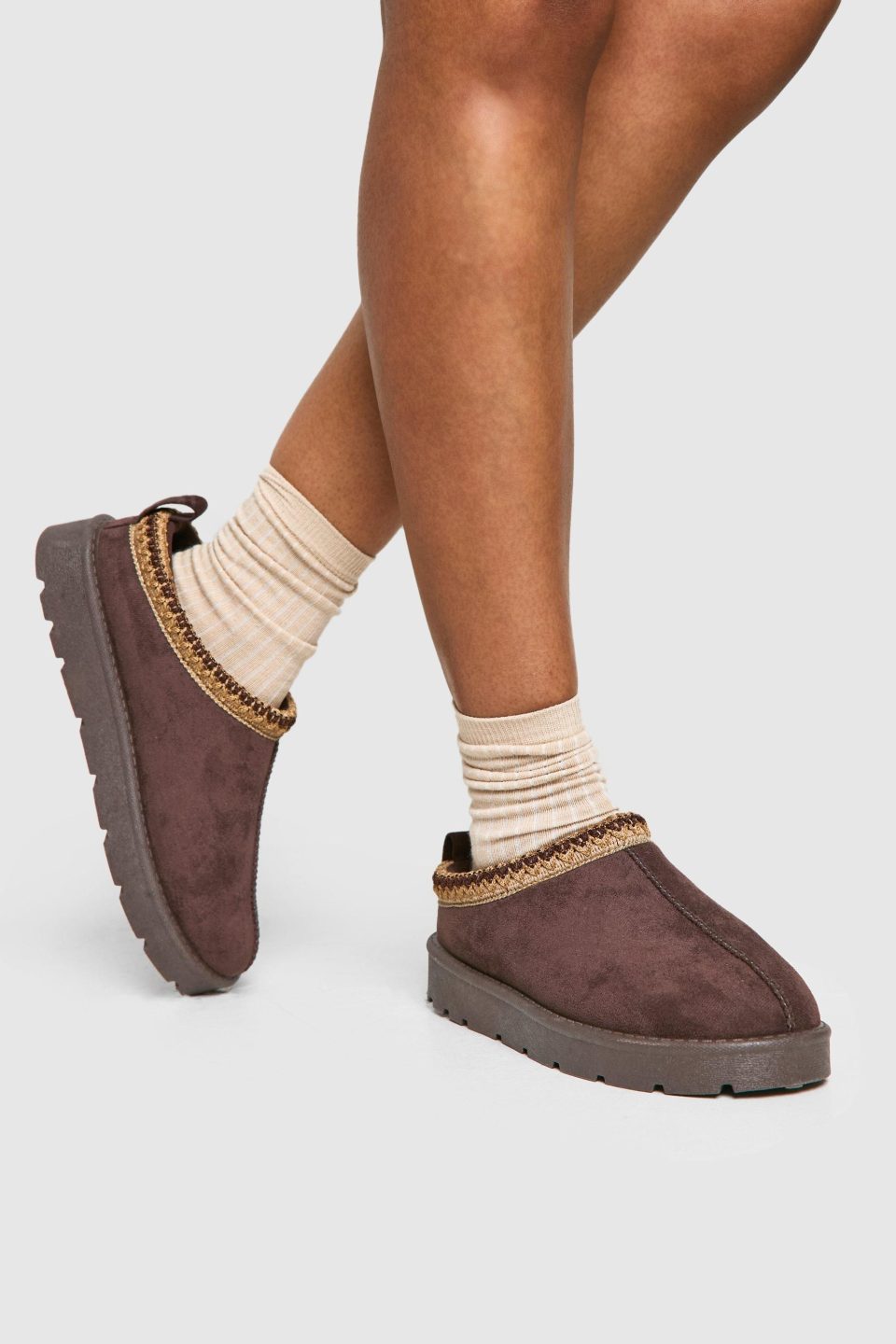 Embroidered Cosy Mules