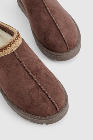 Embroidered Cosy Mules