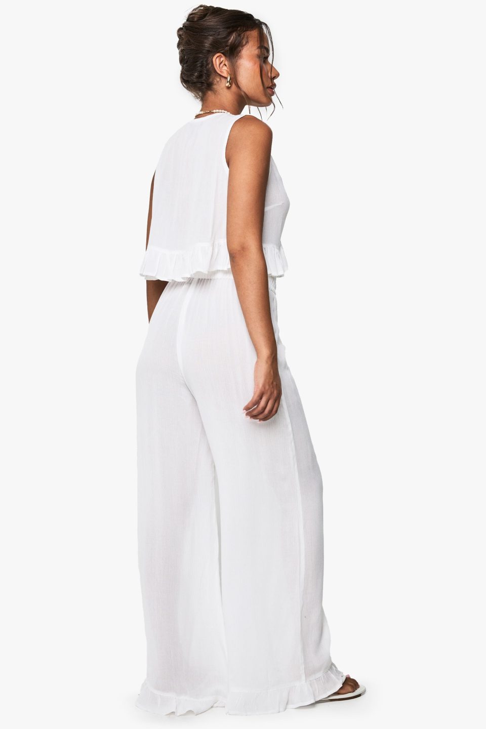 Bridal Cheesecloth Ruffle Halterneck Top And Trouser Set