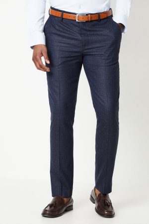 Tonal Grid Check Slim Fit Wedding Suit Trouser
