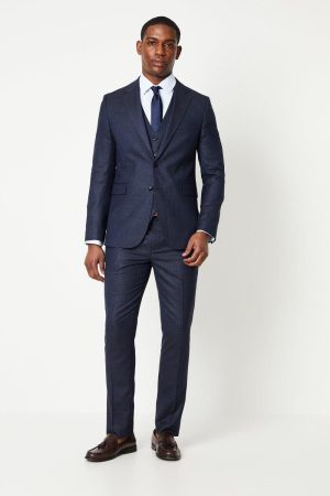 Tonal Grid Check Slim Fit Wedding Suit Trouser