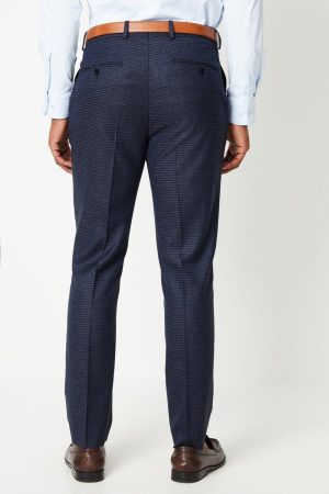 Tonal Grid Check Slim Fit Wedding Suit Trouser