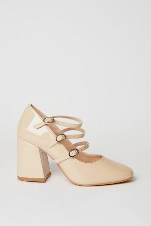 Villa Triple Mary Jane High Block Court Shoes