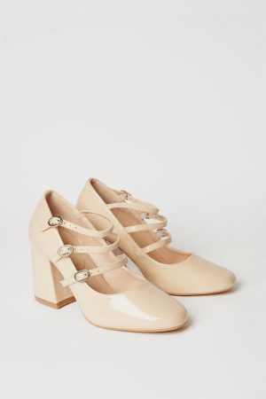 Villa Triple Mary Jane High Block Court Shoes