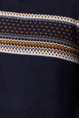 Placement Stripe Pattern Crew Neck Jumper