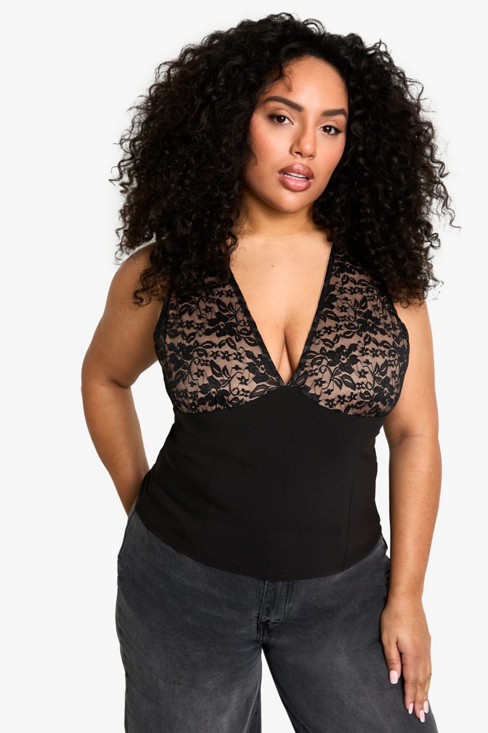 PLUS LACE BUST DETAIL TOP