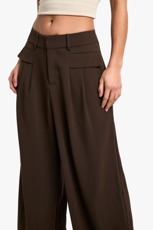 Petite Fluid Belted Wide Leg Trousers