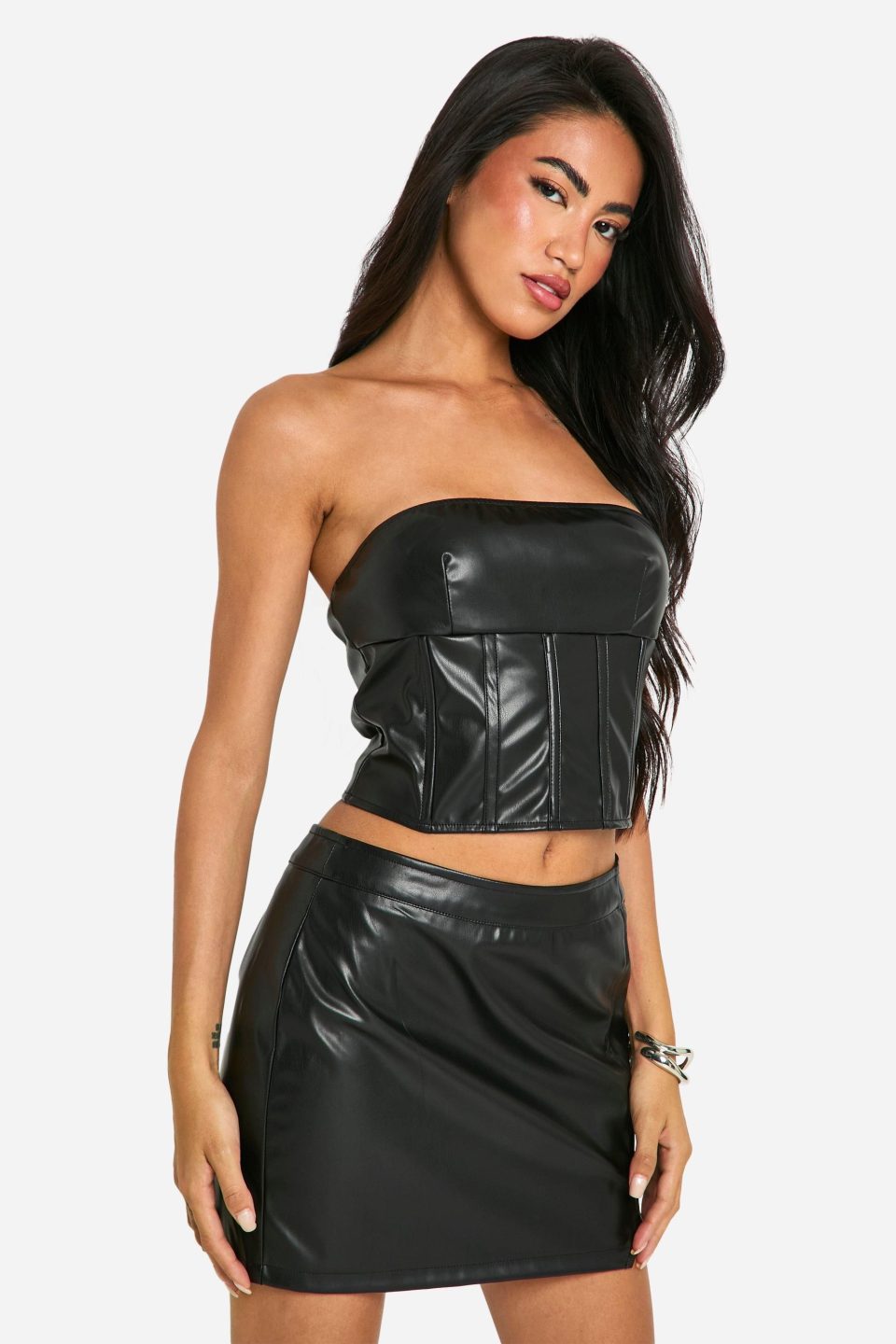 Pu Seam Detail Bandeau Top