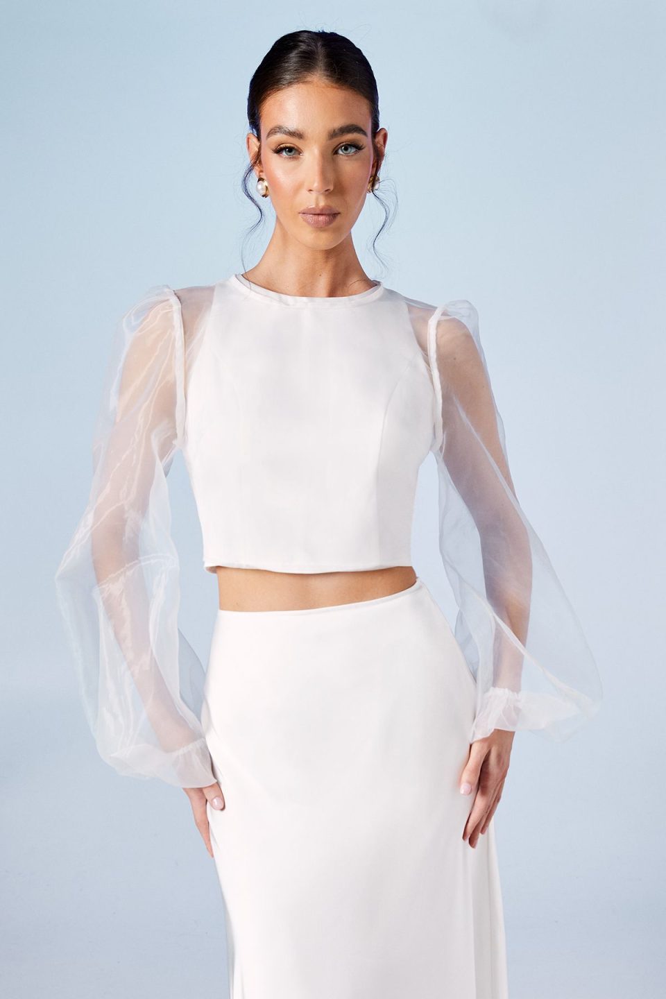 Blouson Sleeve Organza Bridal Top
