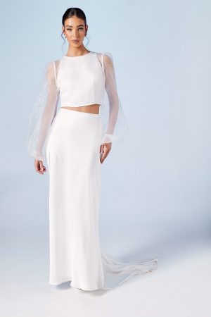 Blouson Sleeve Organza Bridal Top