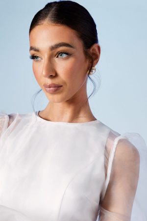 Blouson Sleeve Organza Bridal Top