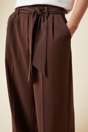 Petite Paperbag Belted Wide Leg Trouser
